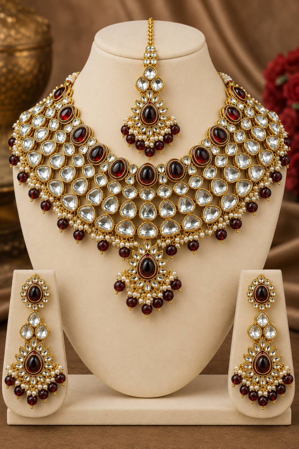 Royal Ruby Kundan Necklace Set