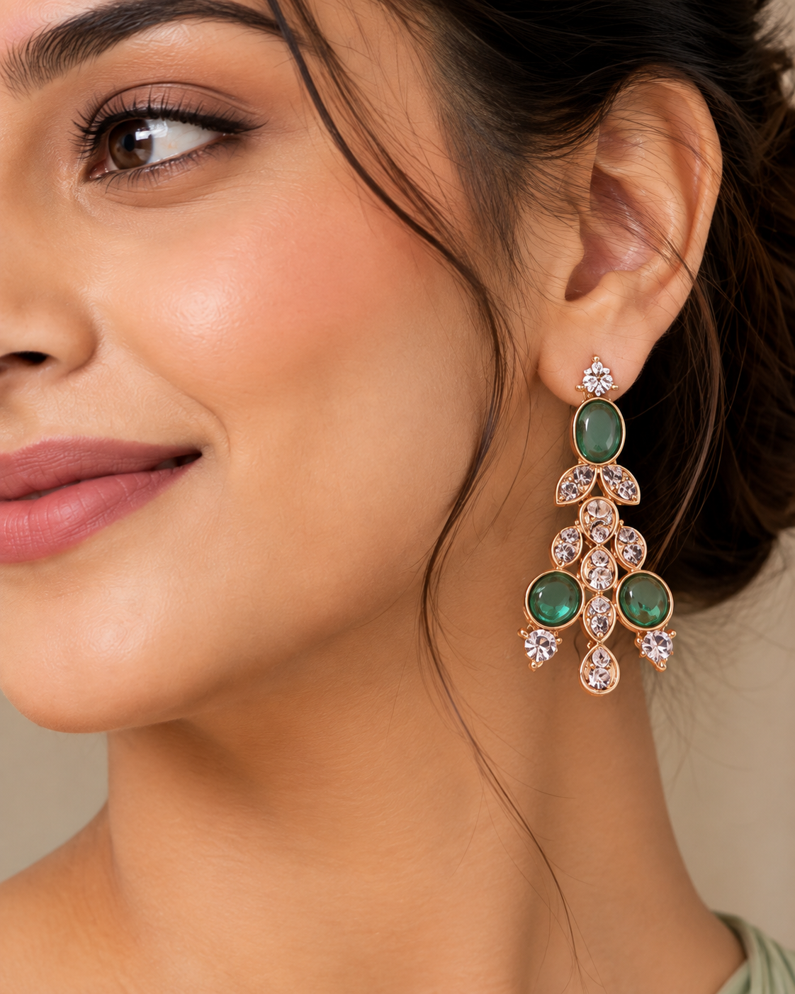 Emerald Crystal Cascade Earrings