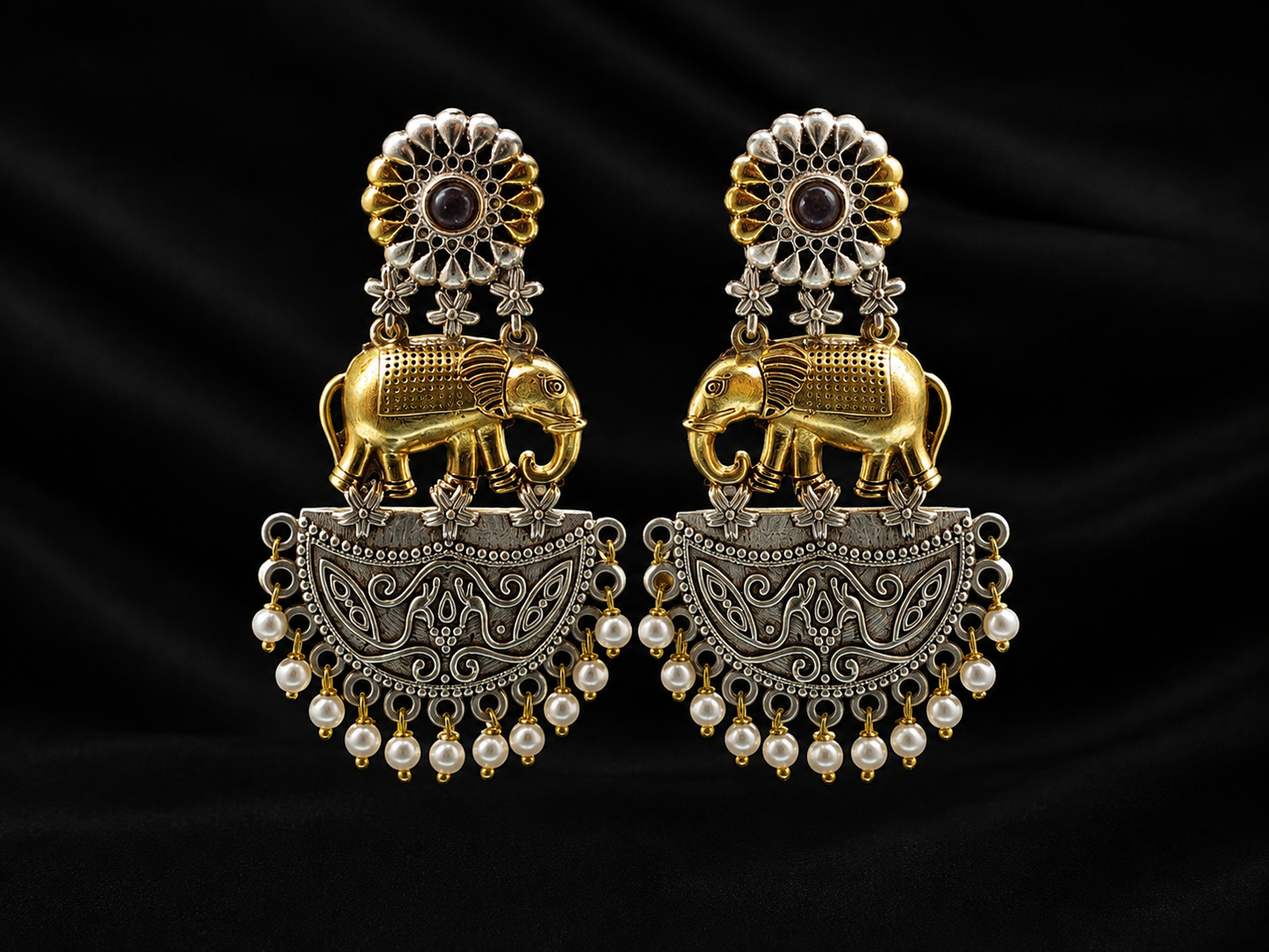 Heritage Elephant Pearl Drop Earrings