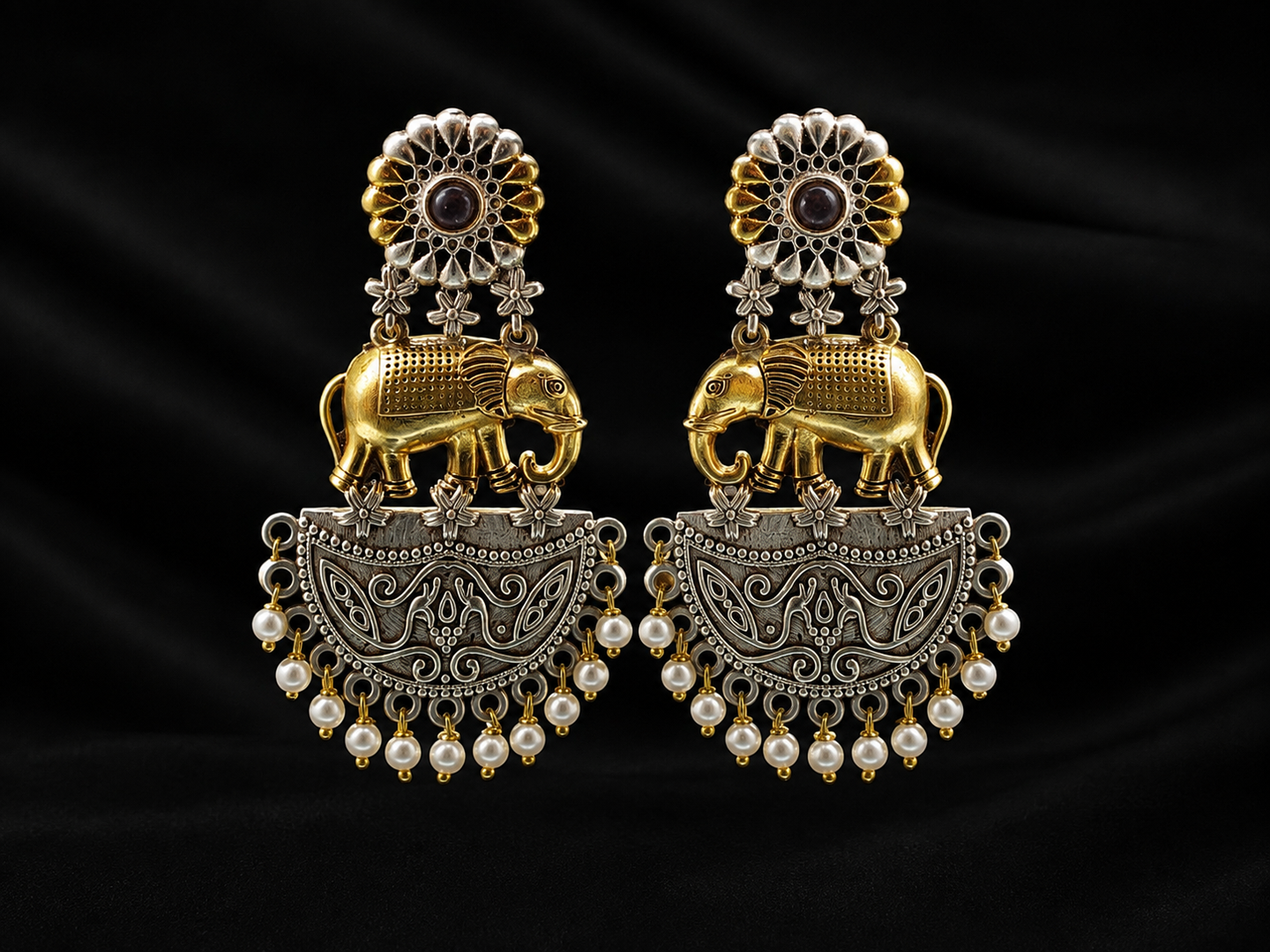 Heritage Elephant Pearl Drop Earrings