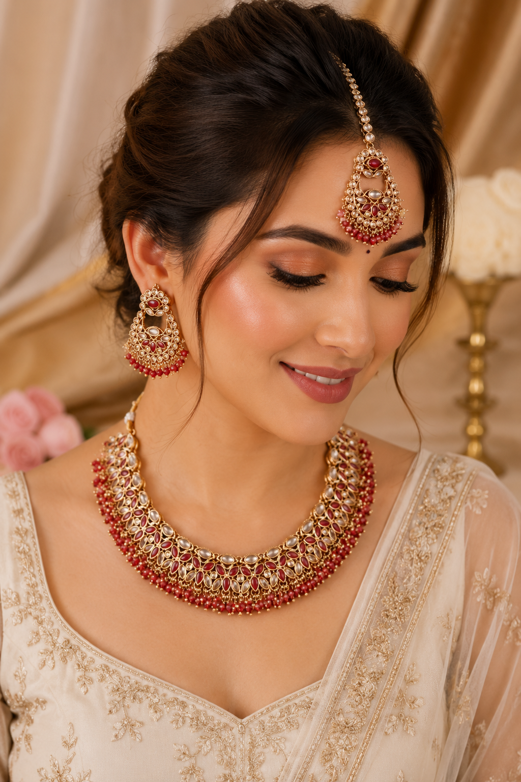 Rangmahal Ruby Kundan Set