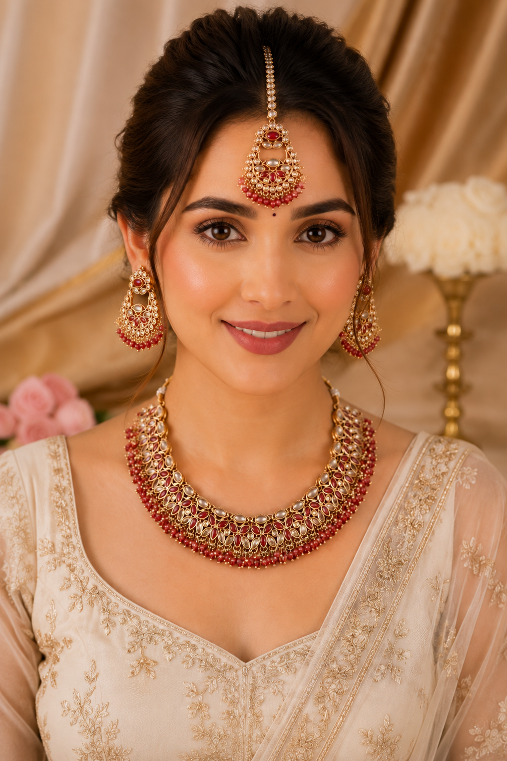 Rangmahal Ruby Kundan Set
