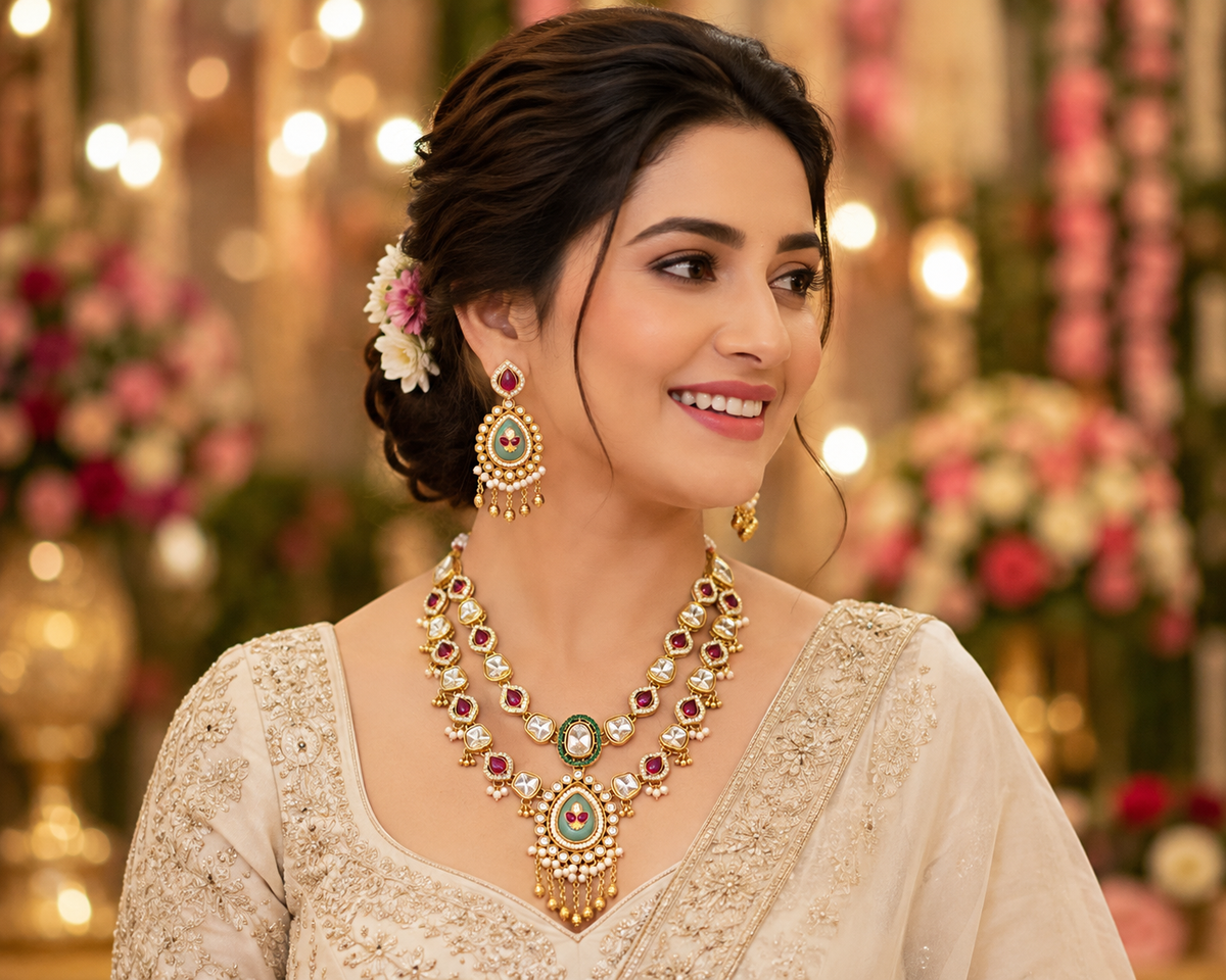 Navratna Noor Kundan Necklace Set
