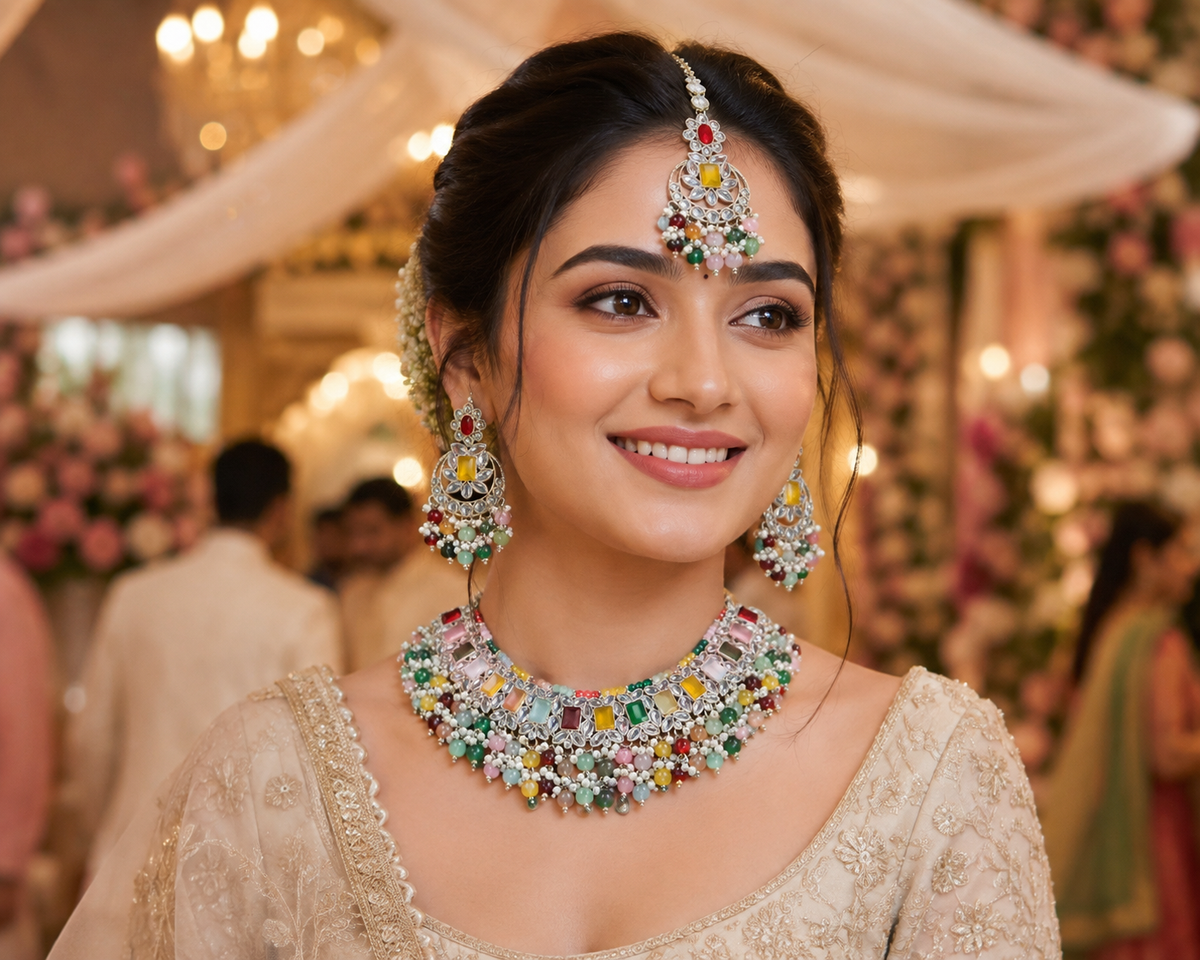 RangMahal Navratna Kundan Choker Set