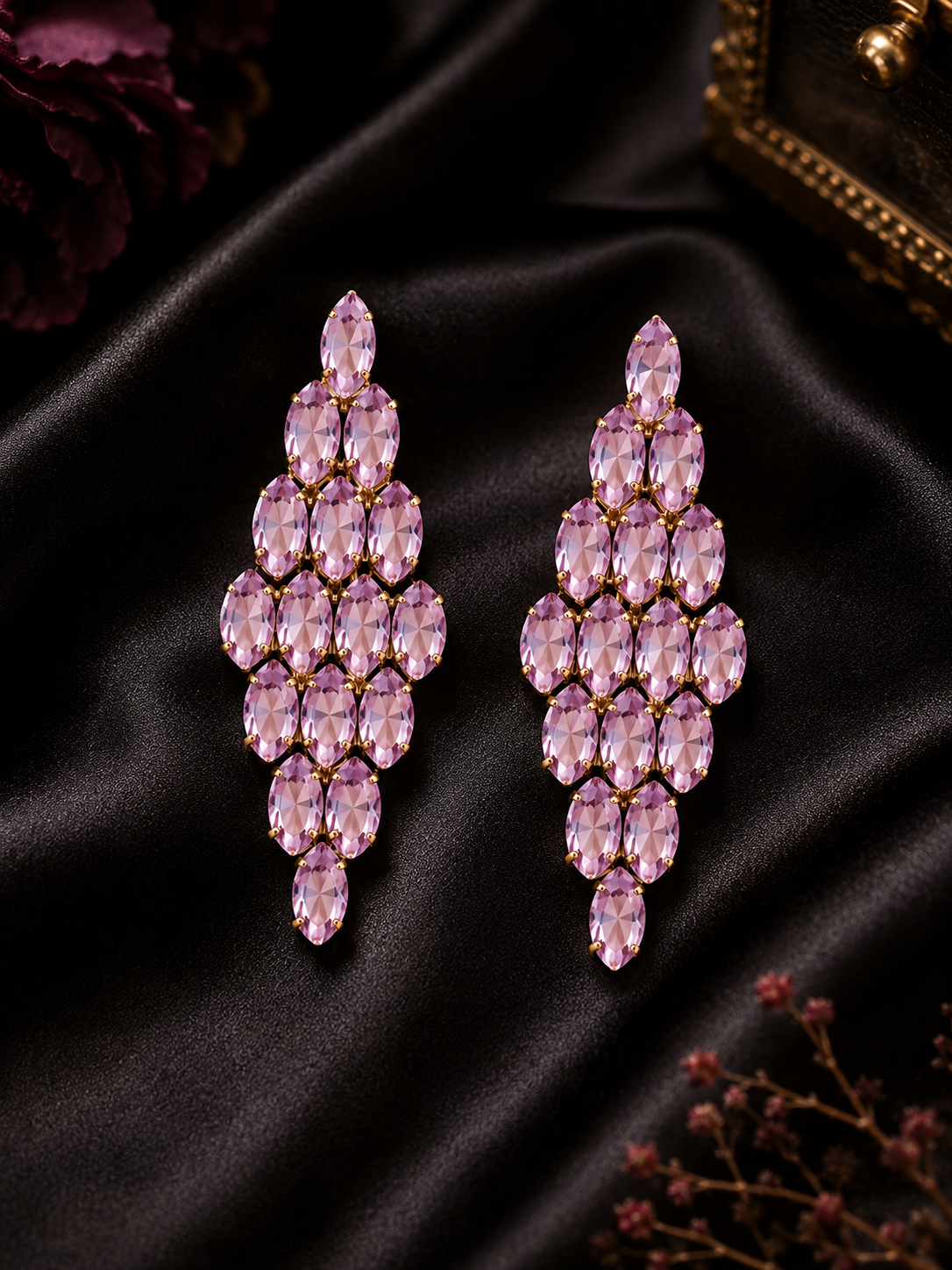 Pink Midnight Elegance Crystal Earrings
