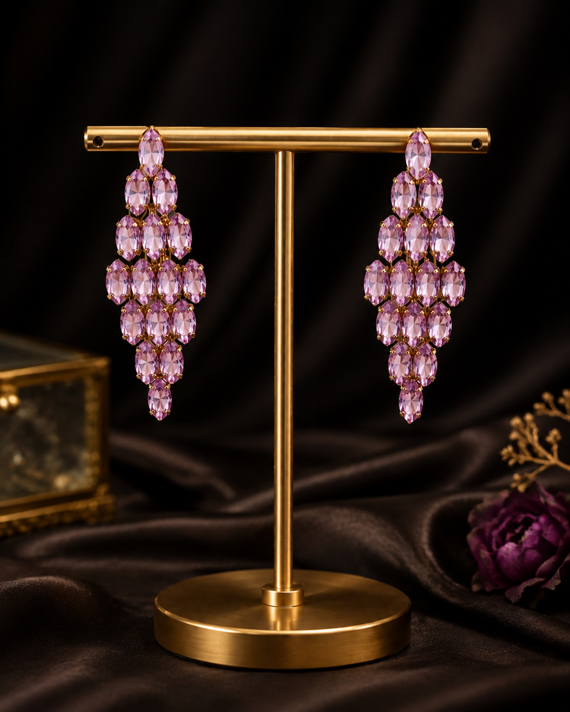 Pink Midnight Elegance Crystal Earrings