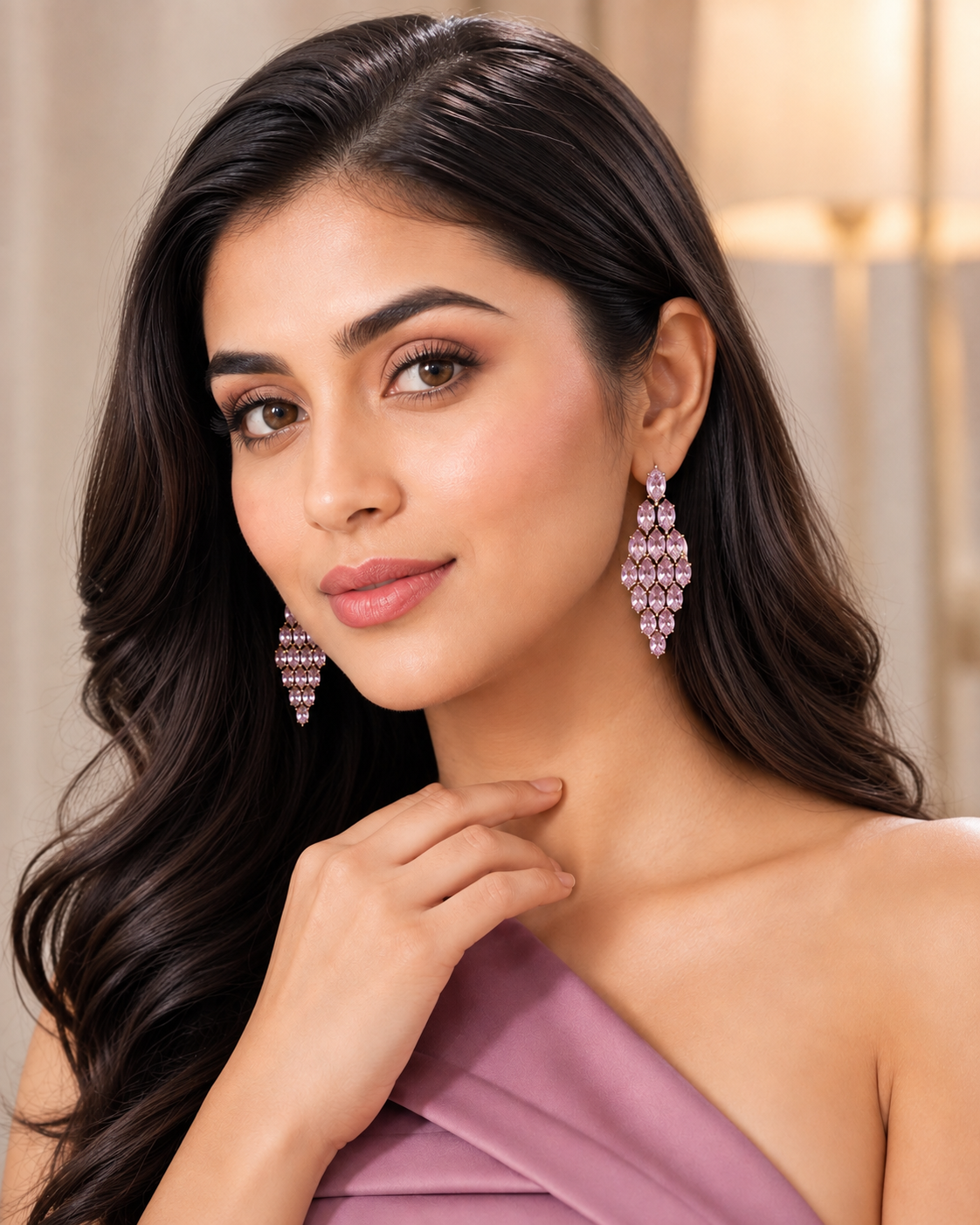 Pink Midnight Elegance Crystal Earrings