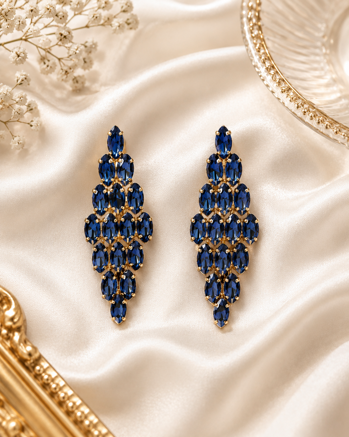 Blue Midnight Elegance Crystal Earrings