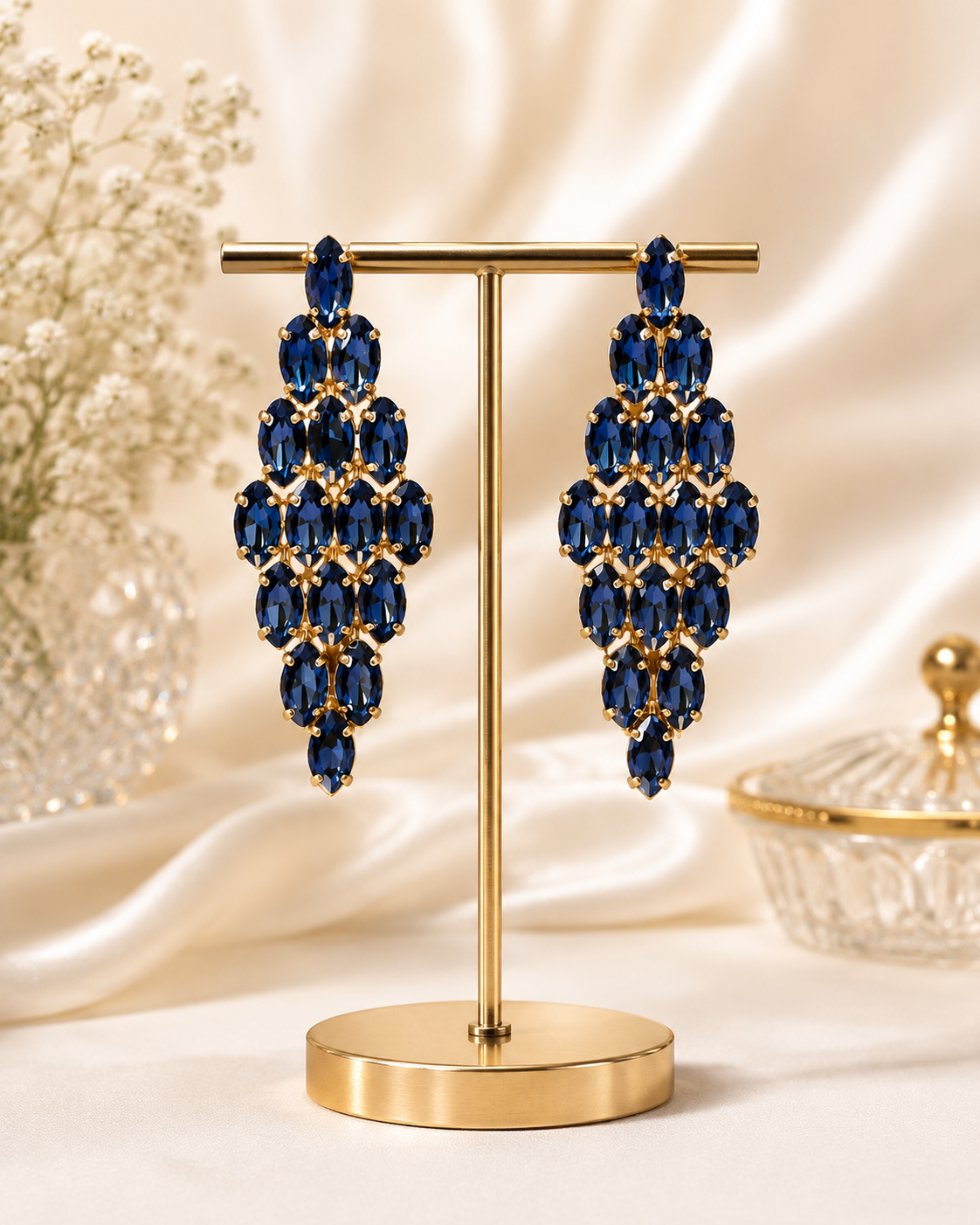 Blue Midnight Elegance Crystal Earrings