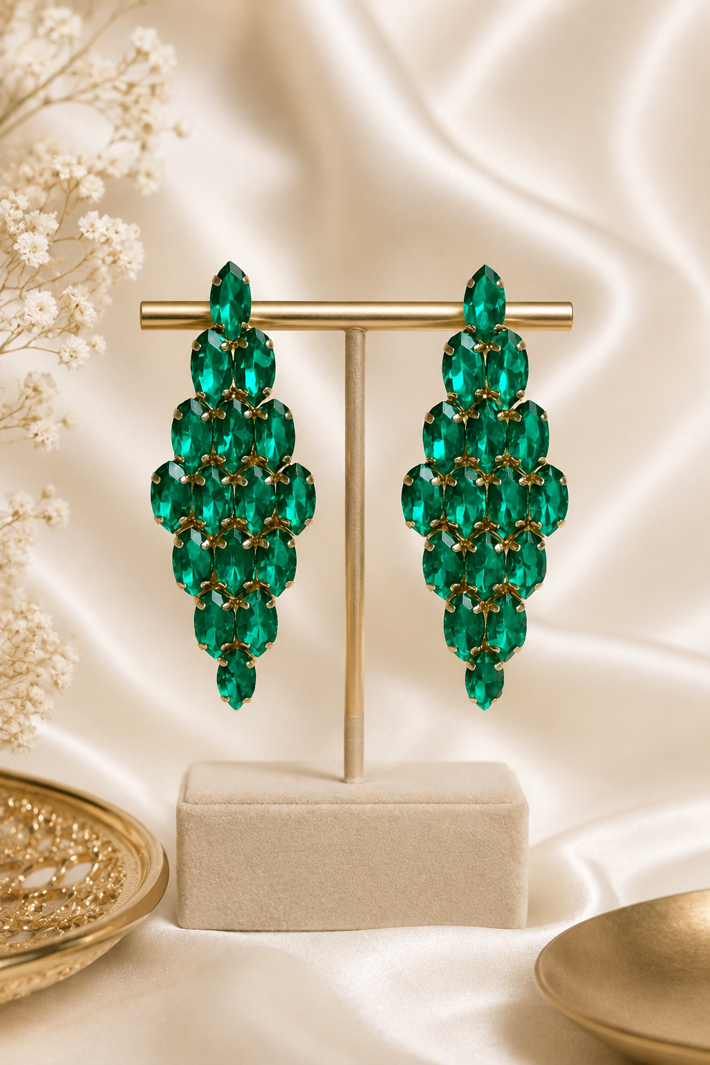 Green Midnight Elegance Crystal Earrings
