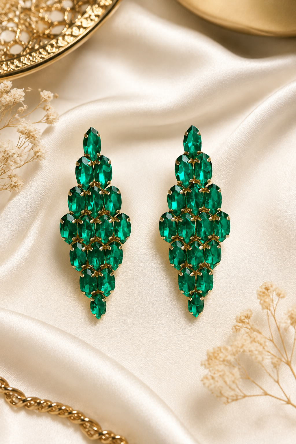 Green Midnight Elegance Crystal Earrings