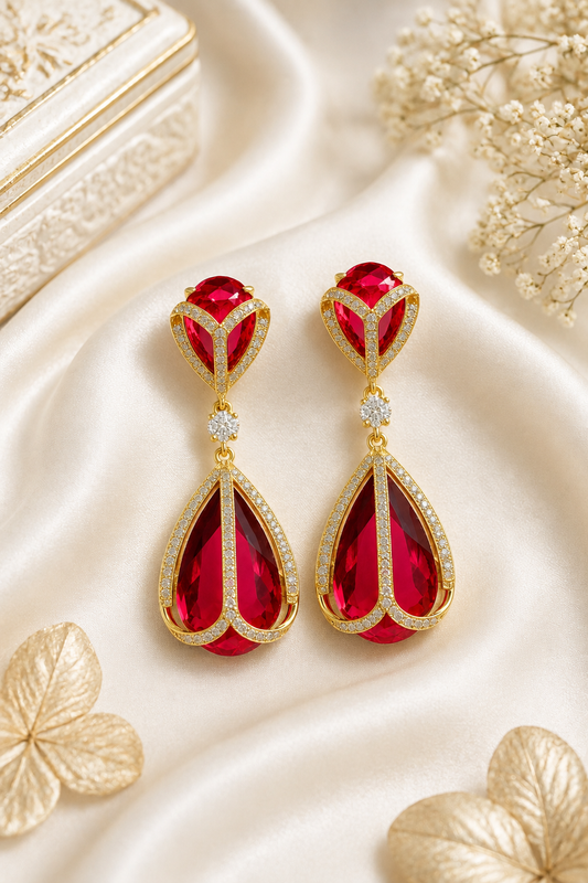 Elegant Ruby Teardrop Earrings