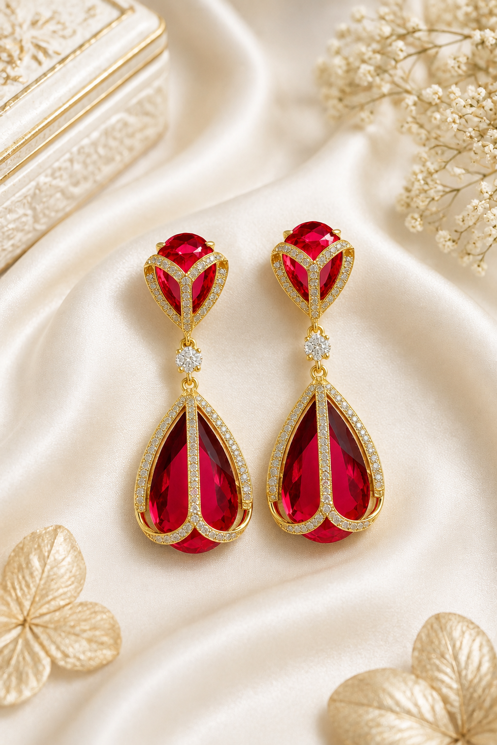 Elegant Ruby Teardrop Earrings