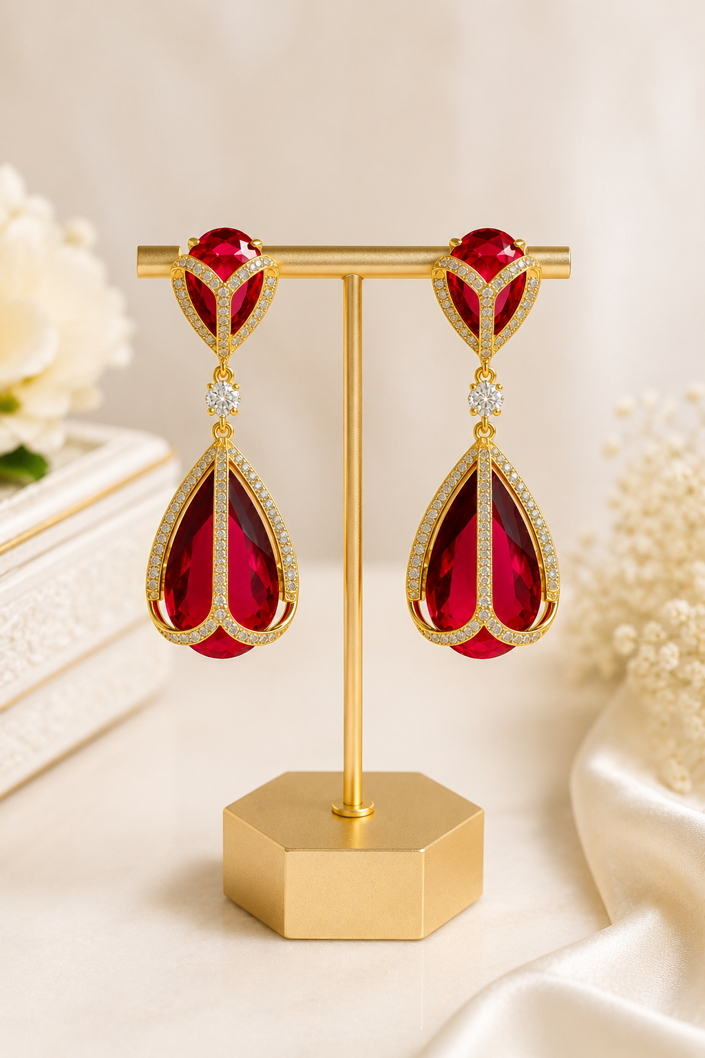 Elegant Ruby Teardrop Earrings