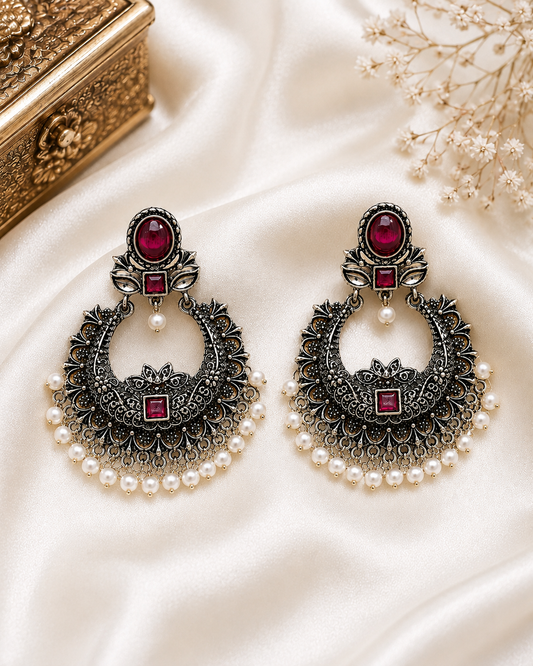 Red Lunar Blossom Earrings