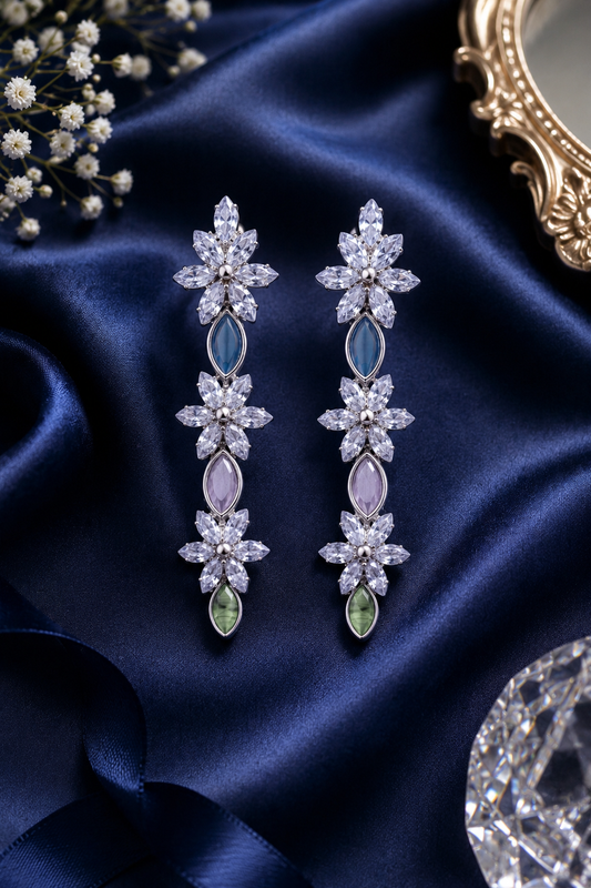 Celeste Bloom Crystal Drop Earrings