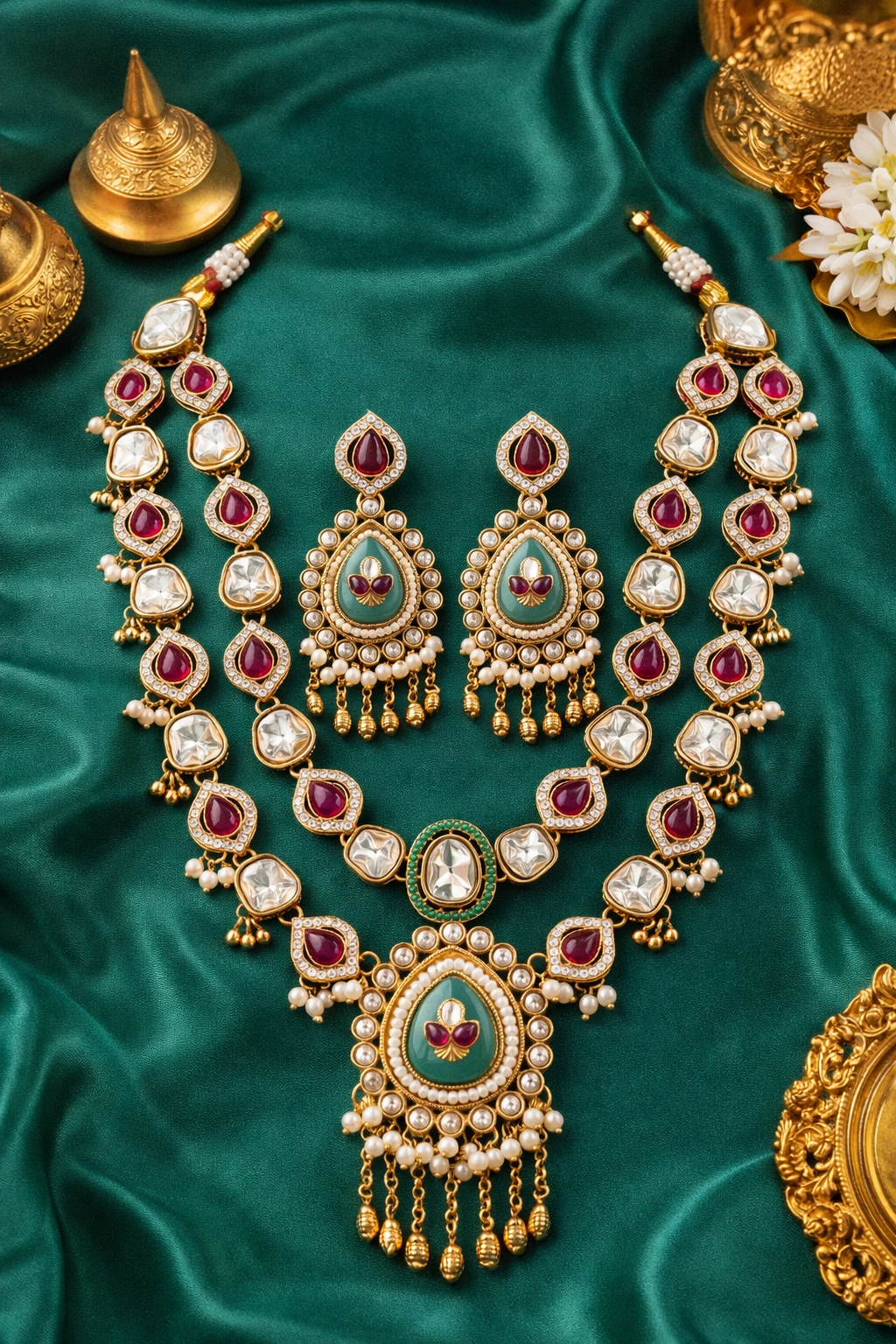 Navratna Noor Kundan Necklace Set