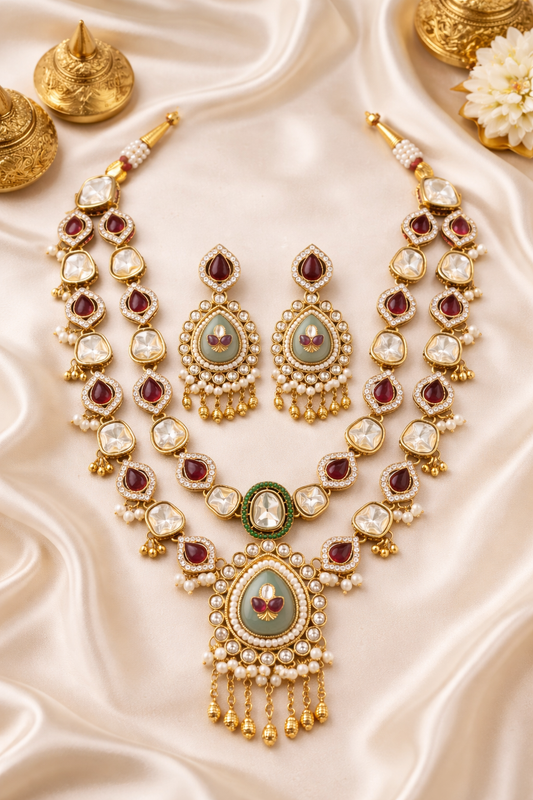 Navratna Noor Kundan Necklace Set