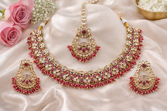 Rangmahal Ruby Kundan Set