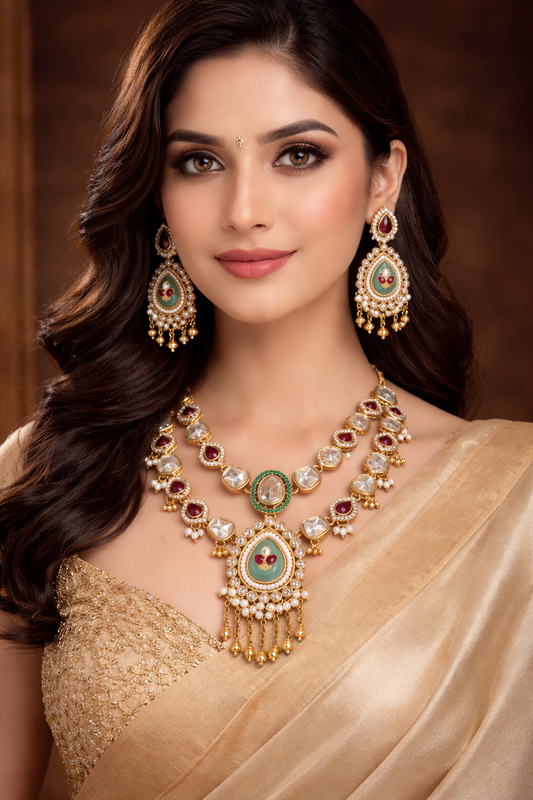 Navratna Noor Kundan Necklace Set