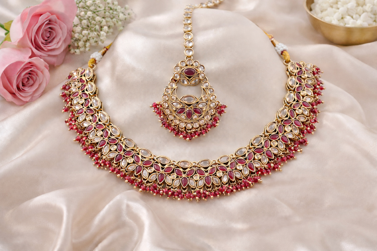 Rangmahal Ruby Kundan Set