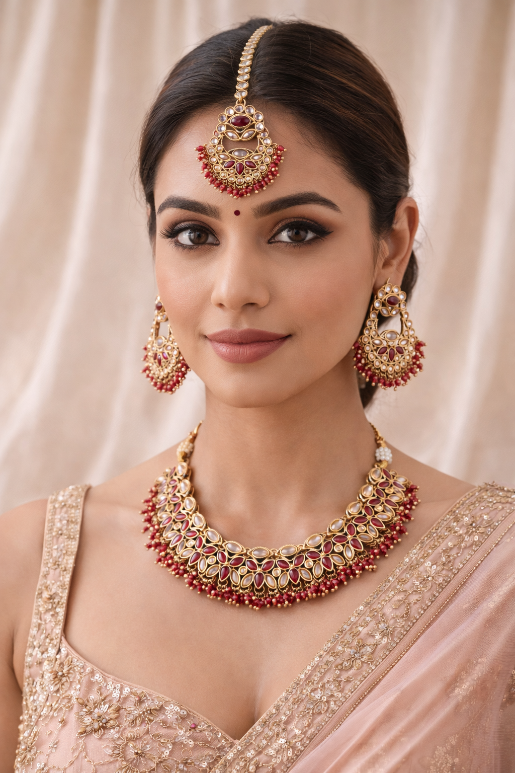 Rangmahal Ruby Kundan Set