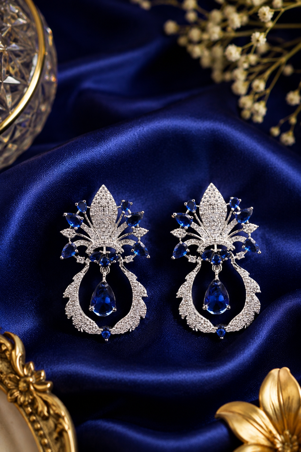 Royal Blue Vintage Glamour Crystal Earrings