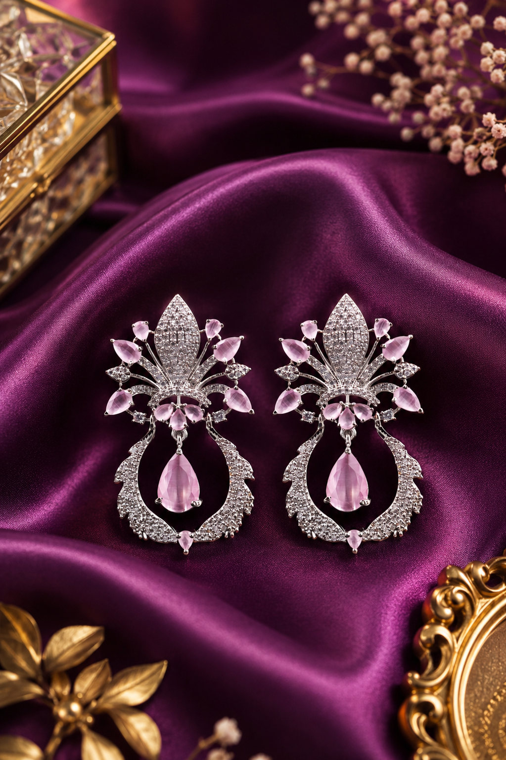 Pink Vintage Glamour Crystal Earrings