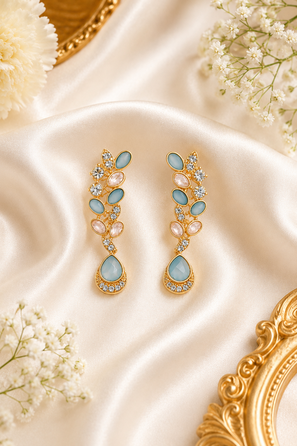 Turquoise Blue Celestial Raindrop Earrings