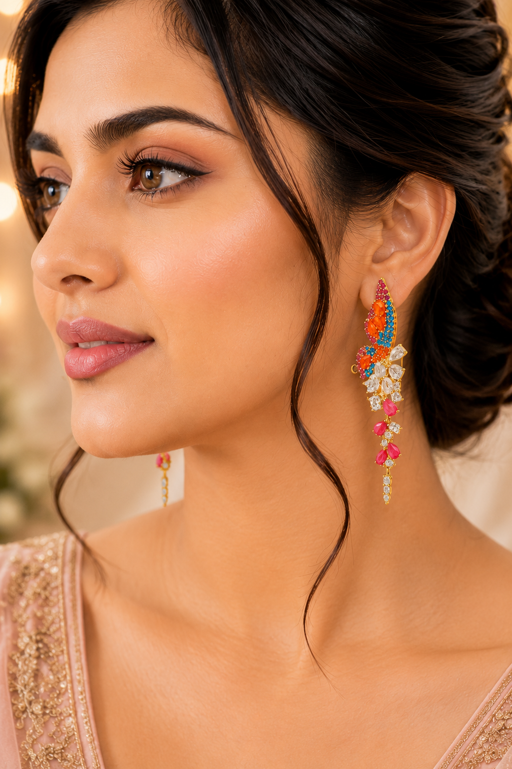 Orange and Pink Enchanted Butterfly Wing Earrings