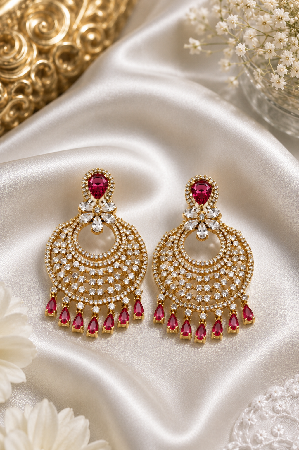 Ruby Red Chandelier Earrings