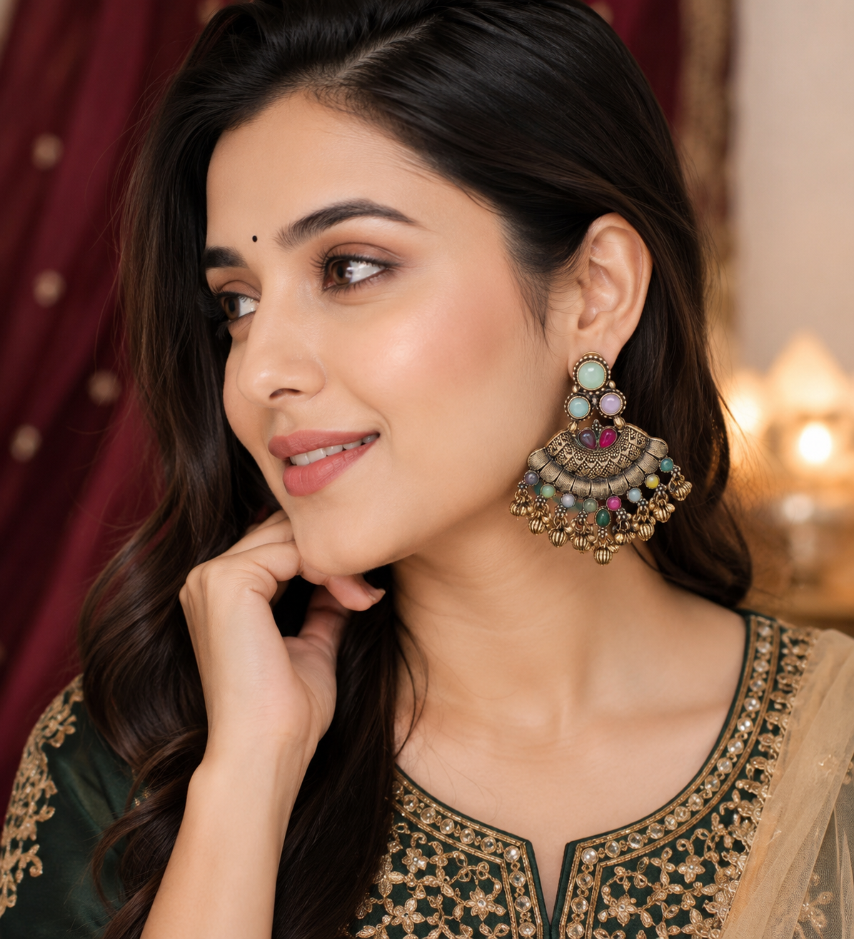 Navrang Noor Chandbali Earrings