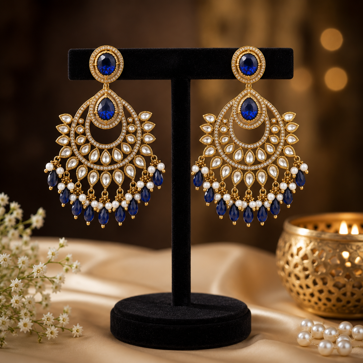 Royal Blue Crescent Earrings