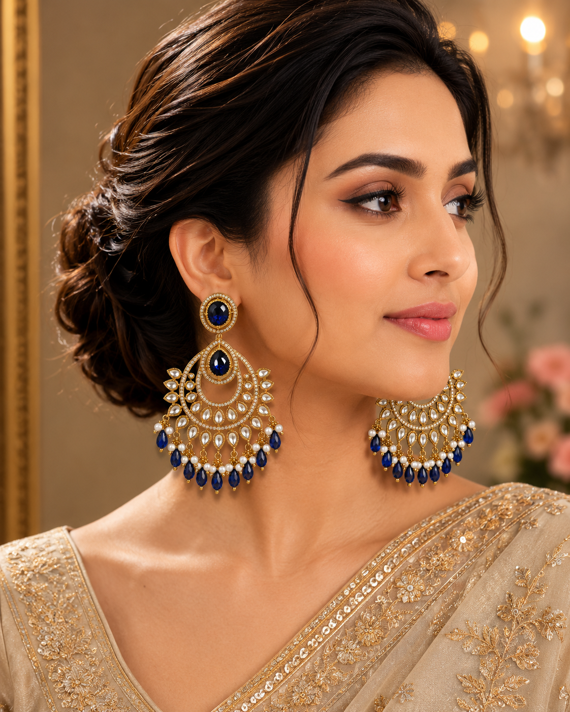 Royal Blue Crescent Earrings