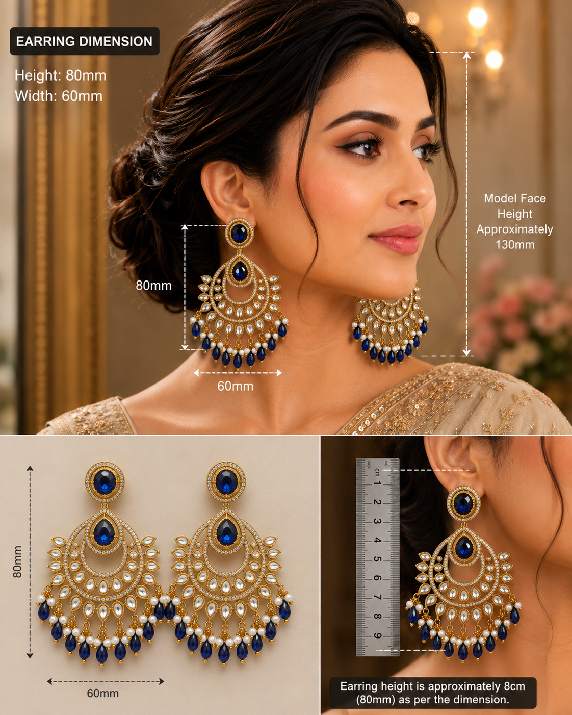 Royal Blue Crescent Earrings