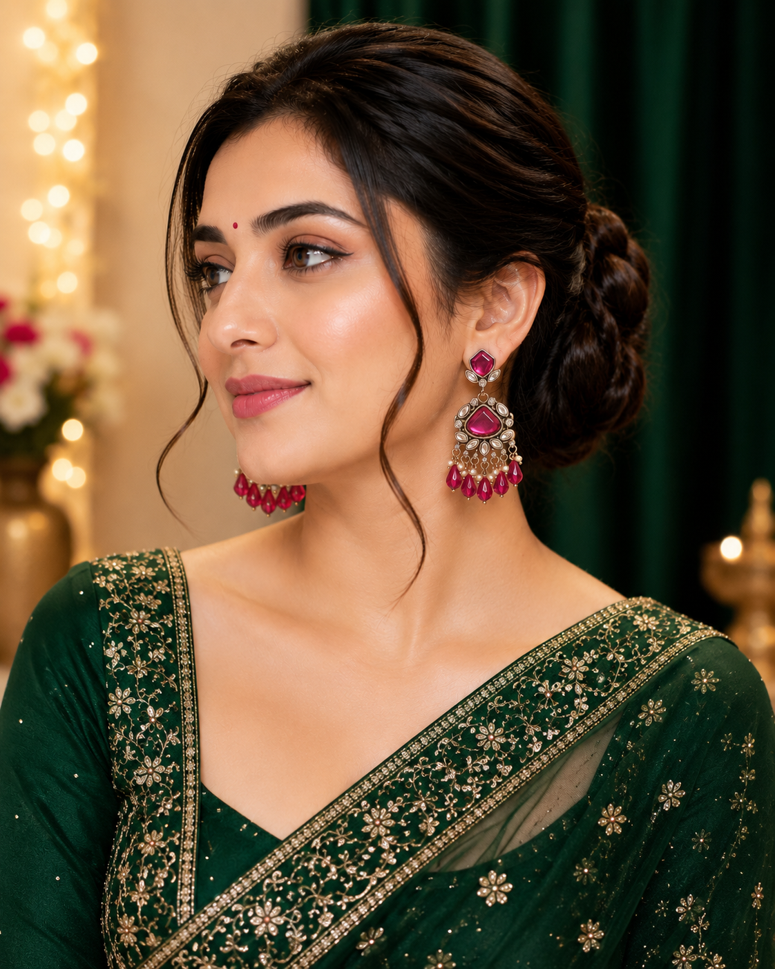 Purple Sunshine Kundan Drop Earrings