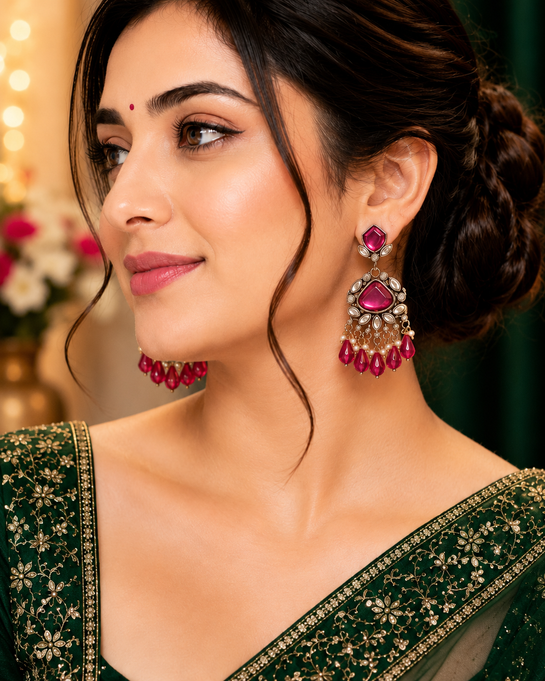 Purple Sunshine Kundan Drop Earrings