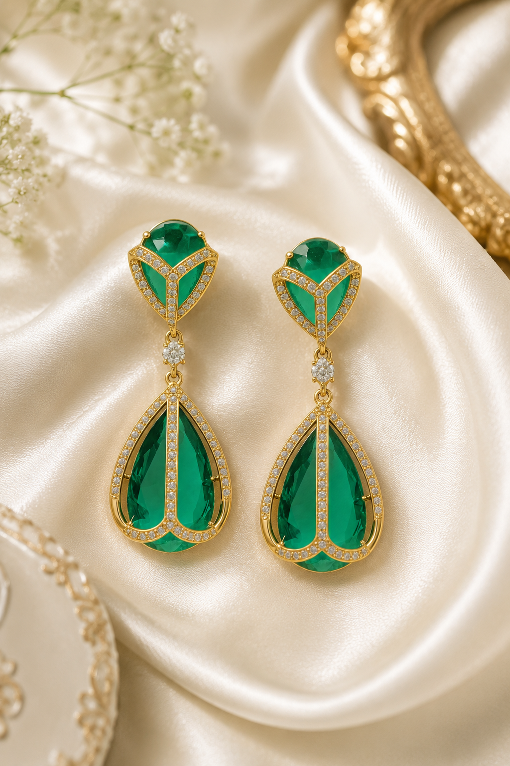 Elegant Emerald Teardrop Earrings