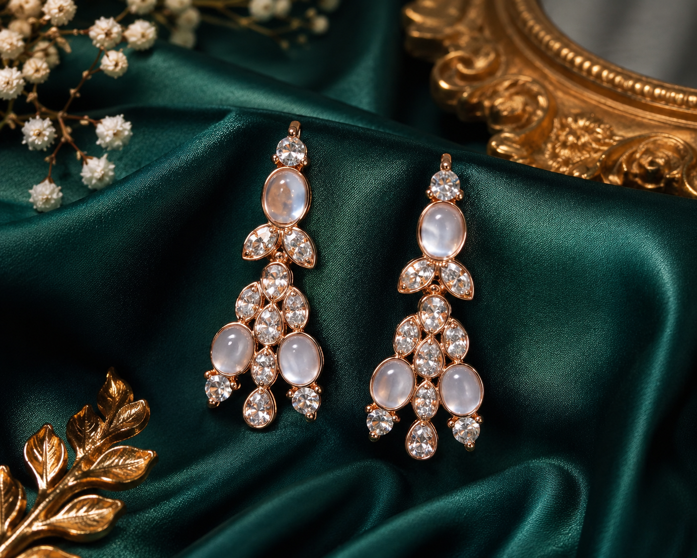 Moonstone Crystal Cascade Earrings