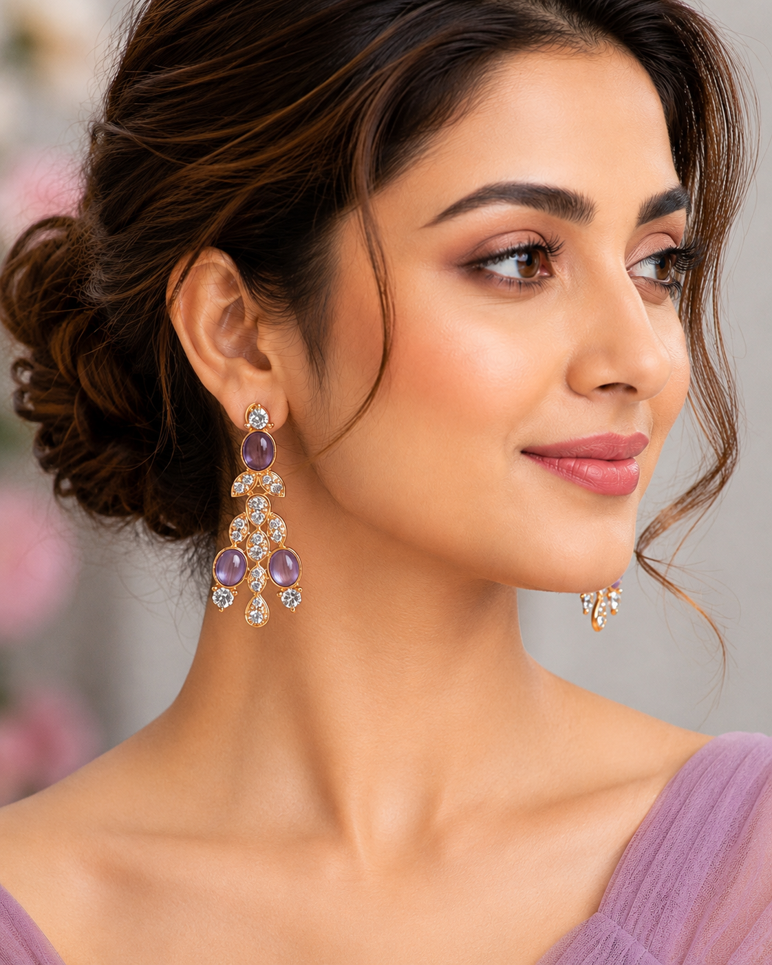 Lavender Crystal Cascade Earrings