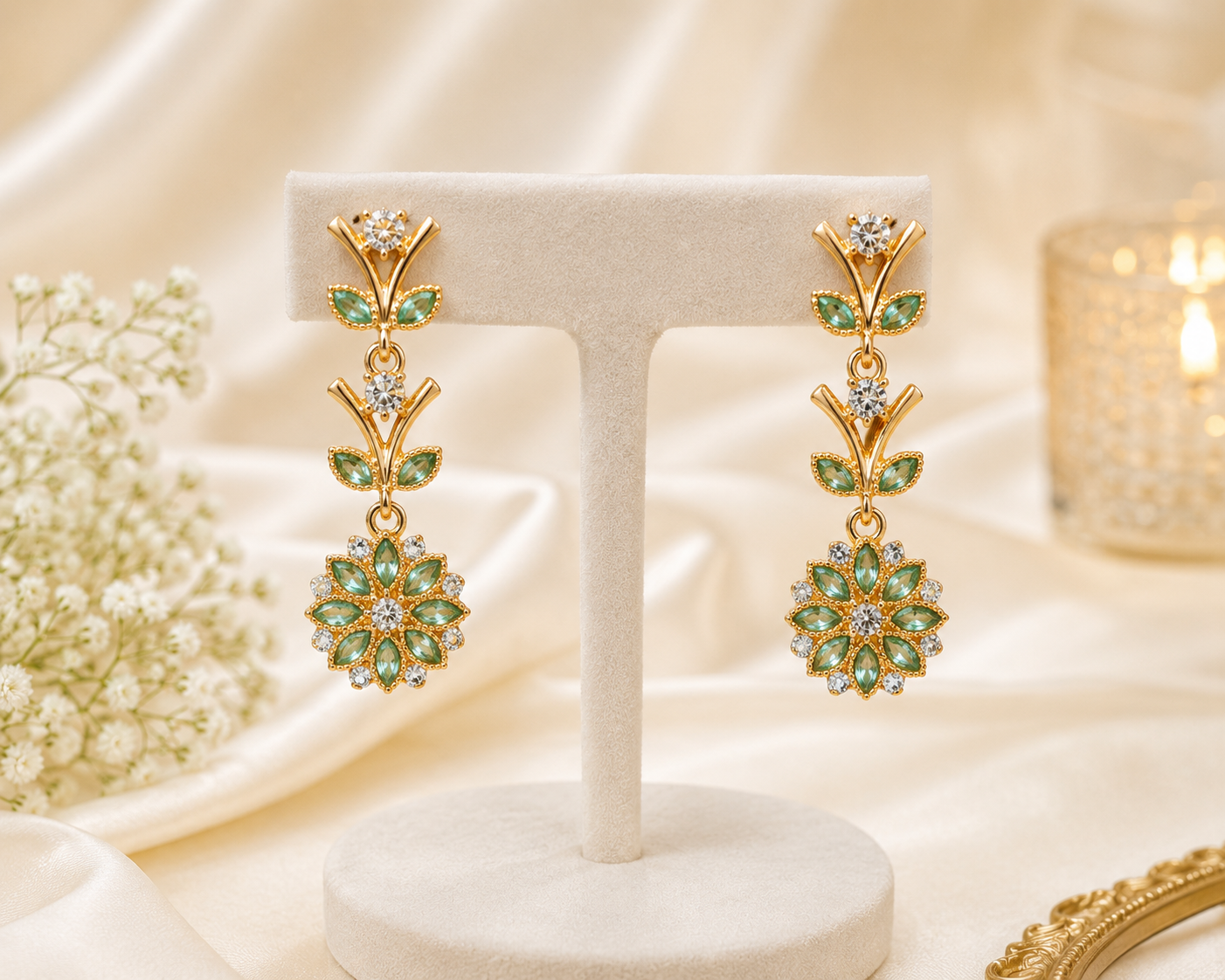 Mint Bloom Elegance Earrings