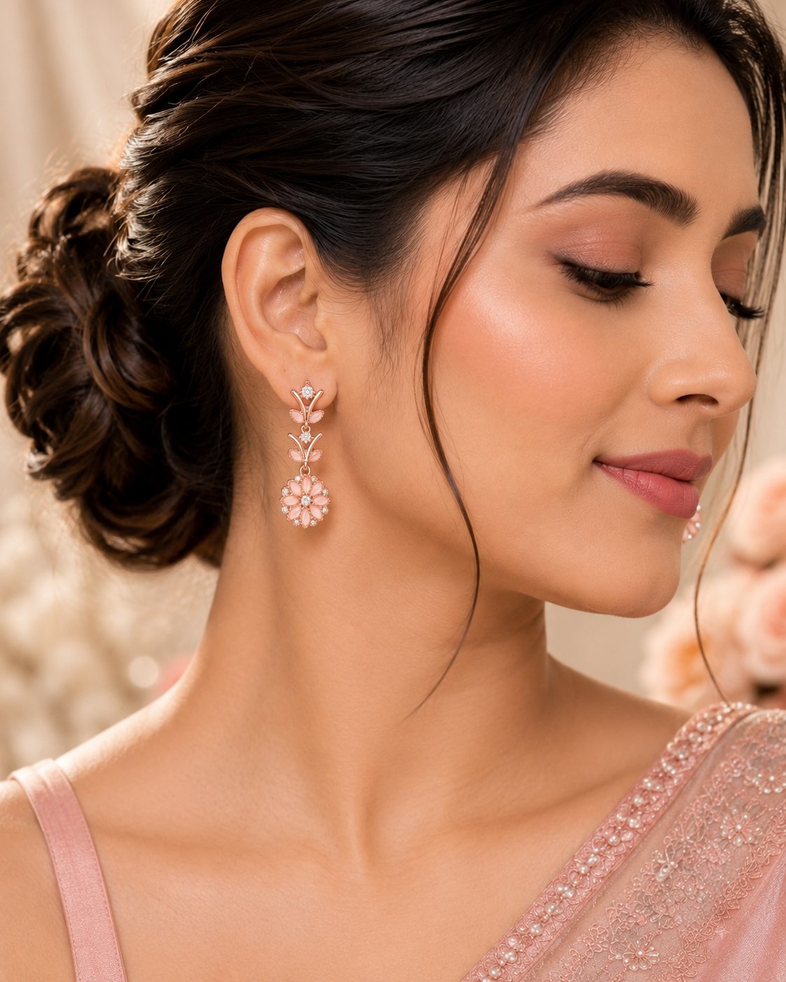 Peach Pink Petal Harmony Dangles