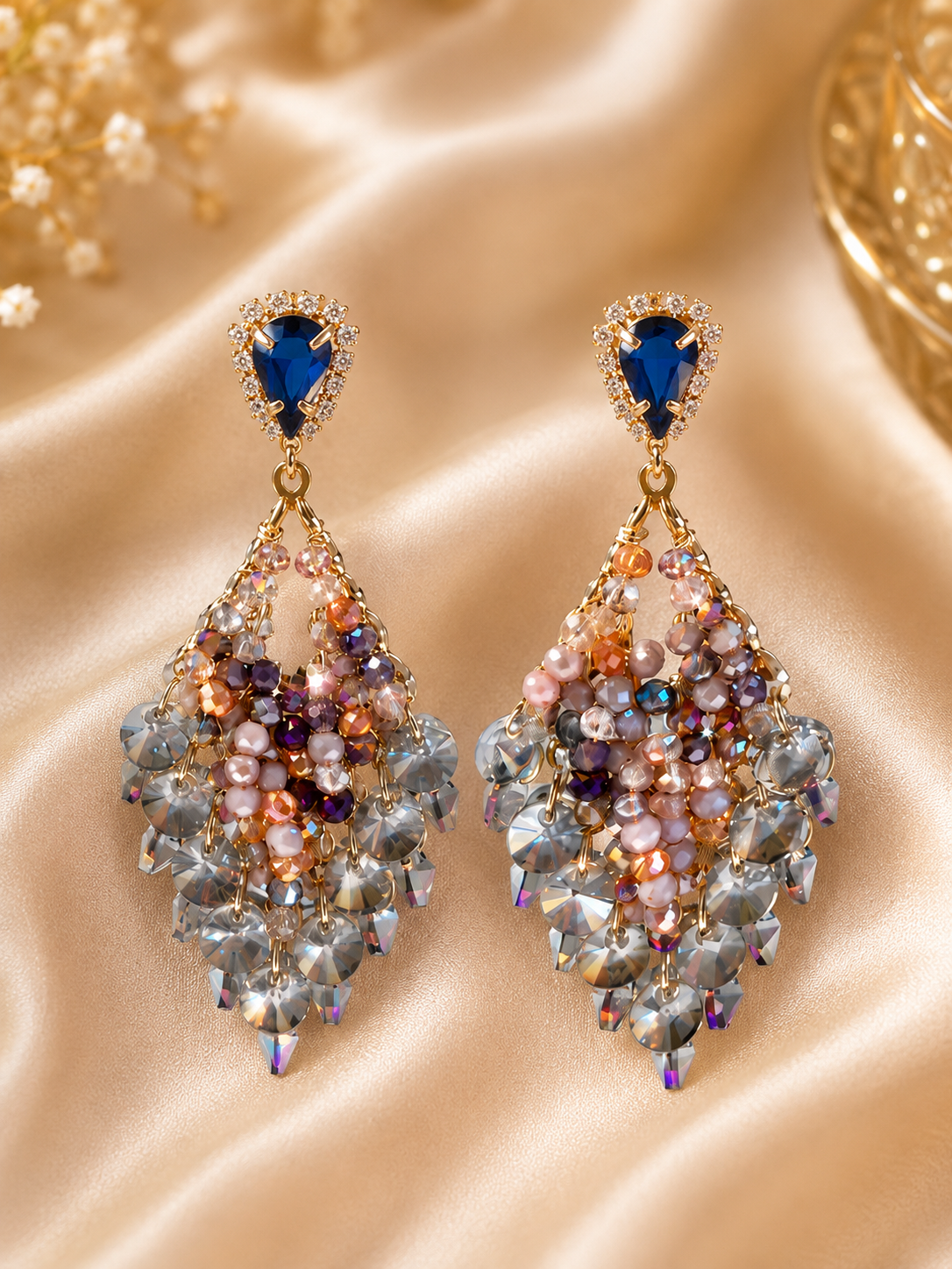 Blue Royal Radiance Statement Earrings
