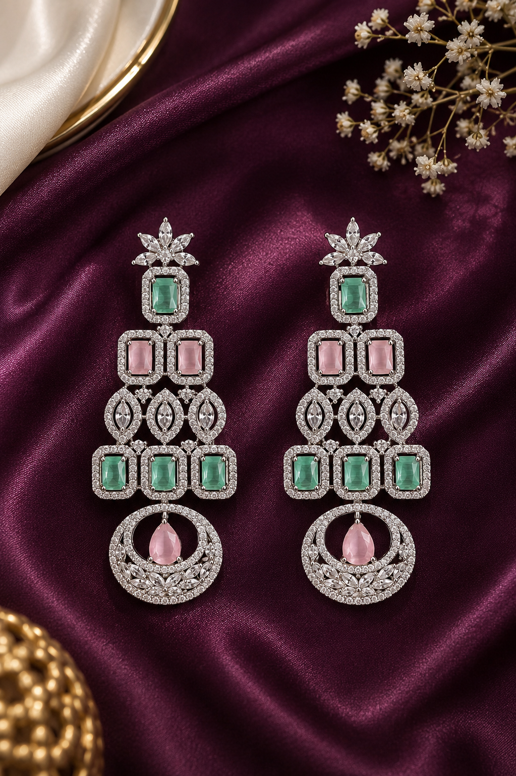 Enchanted Bloom – Pastel Gemstone Drop Earrings