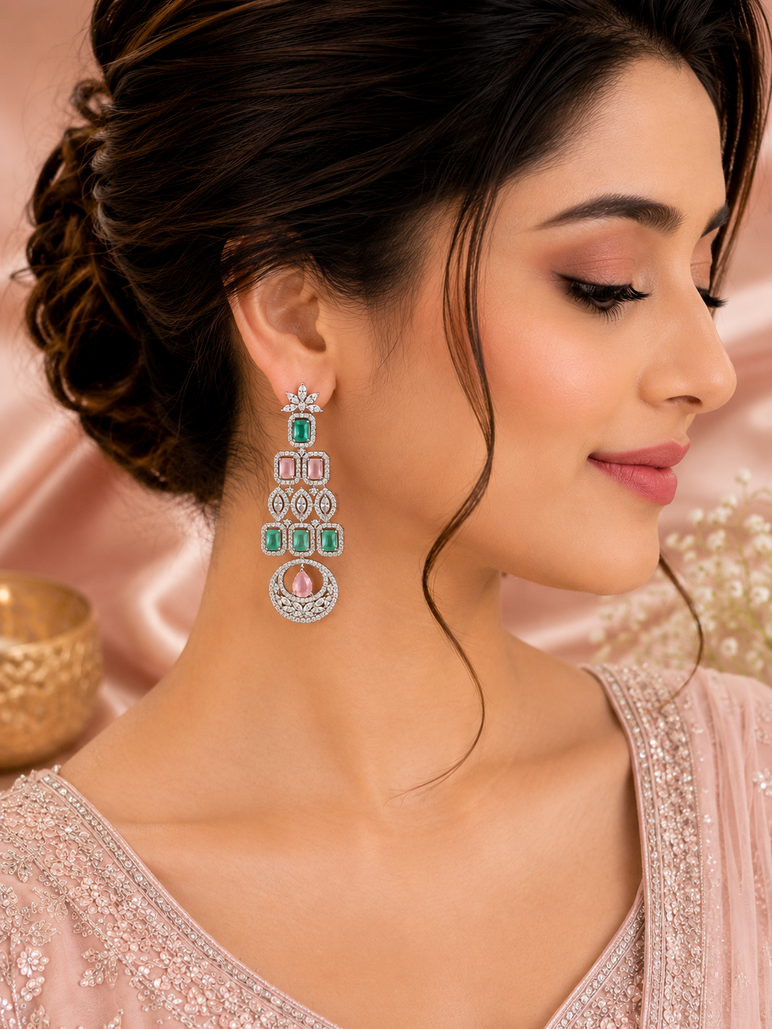 Enchanted Bloom – Pastel Gemstone Drop Earrings