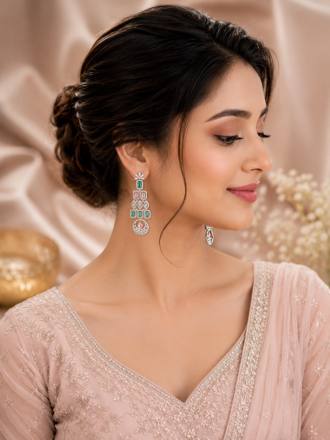 Enchanted Bloom – Pastel Gemstone Drop Earrings