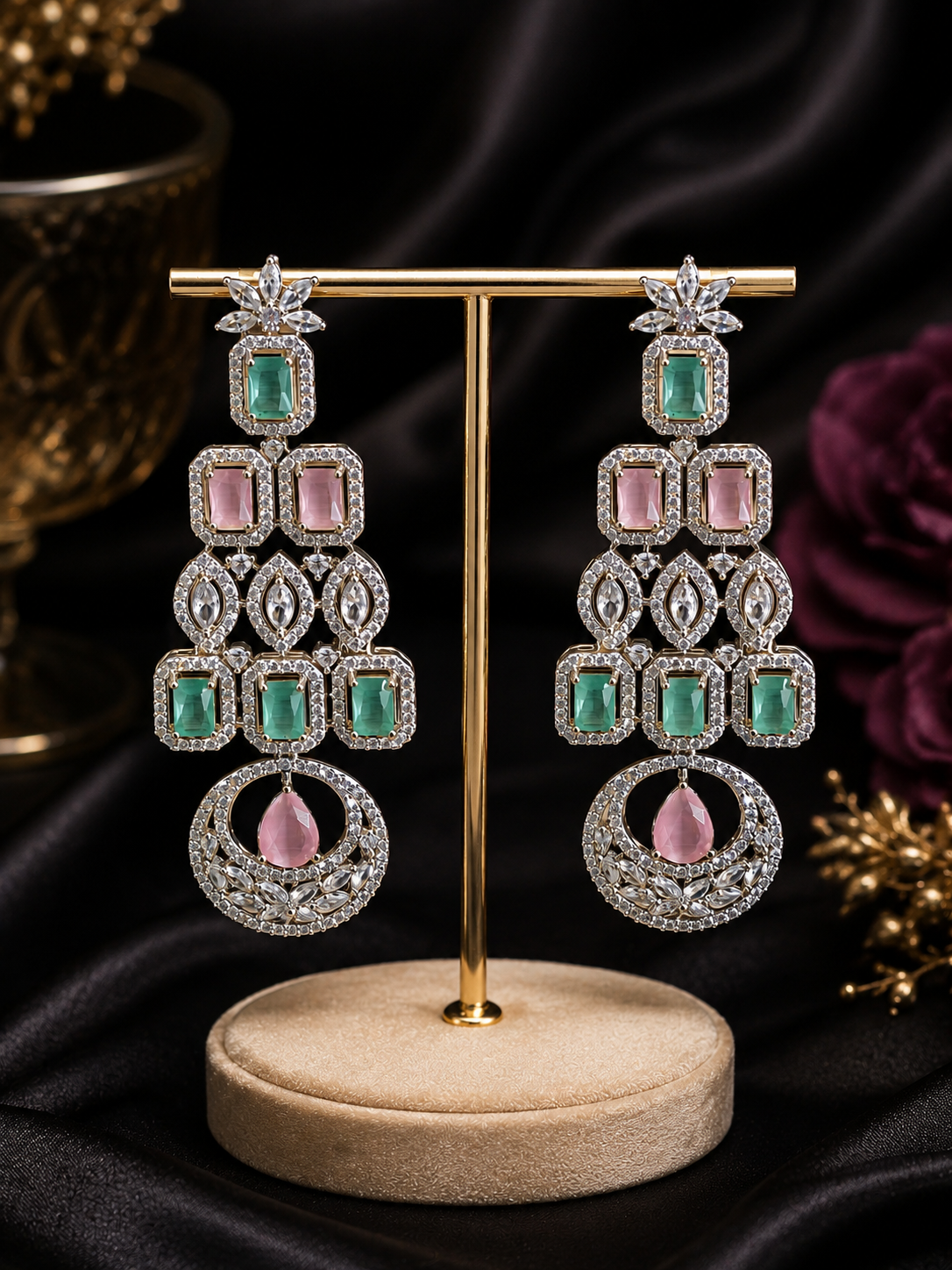Enchanted Bloom – Pastel Gemstone Drop Earrings