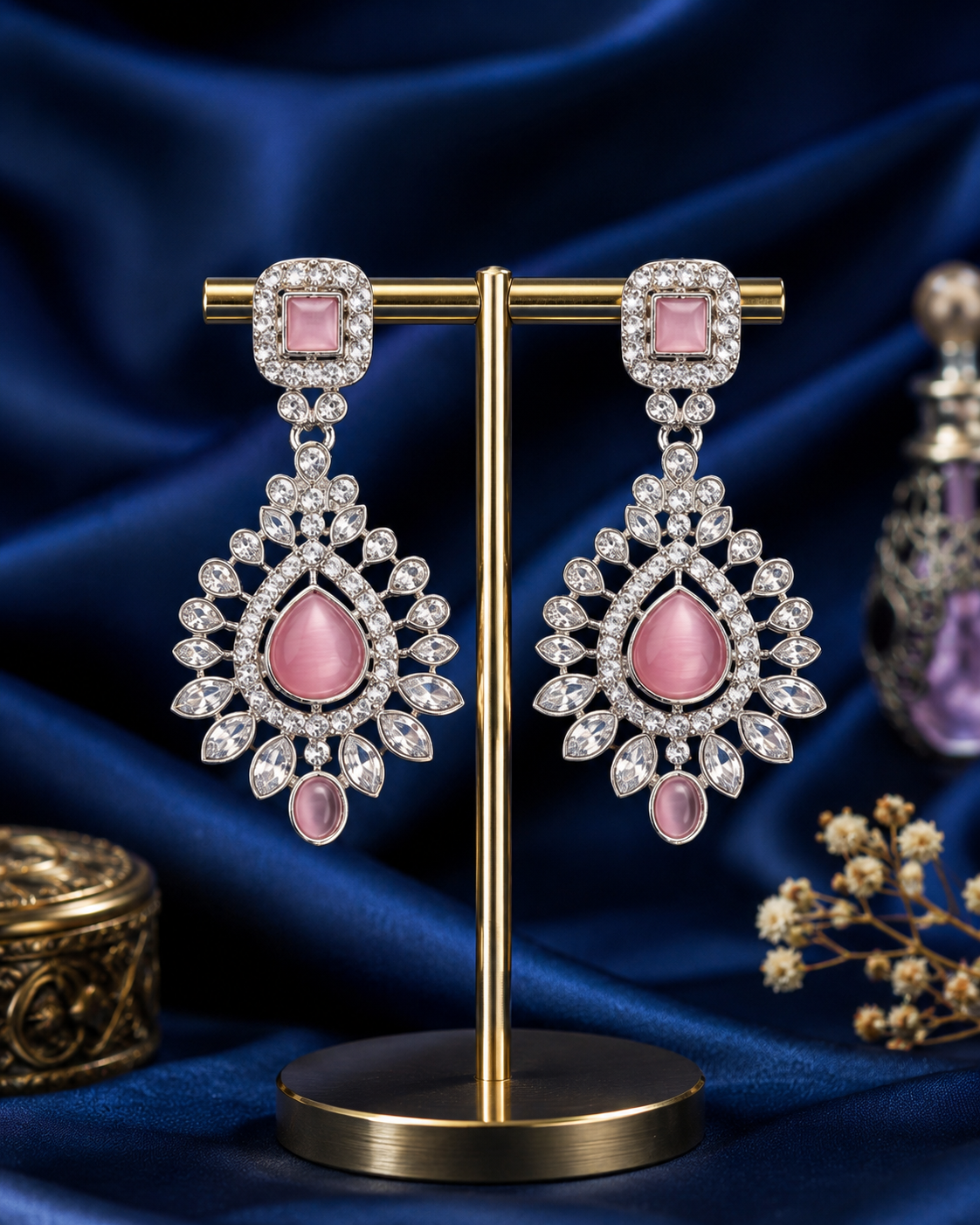 Baby Pink Ruby Gemstone Drop Earrings
