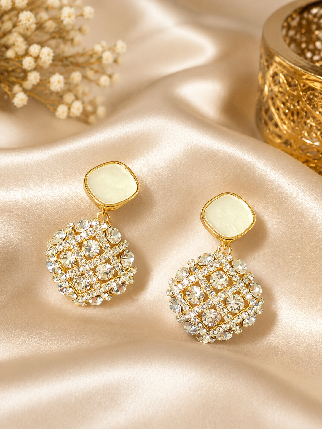 Royal Radiance Gold & Crystal Drop Earrings