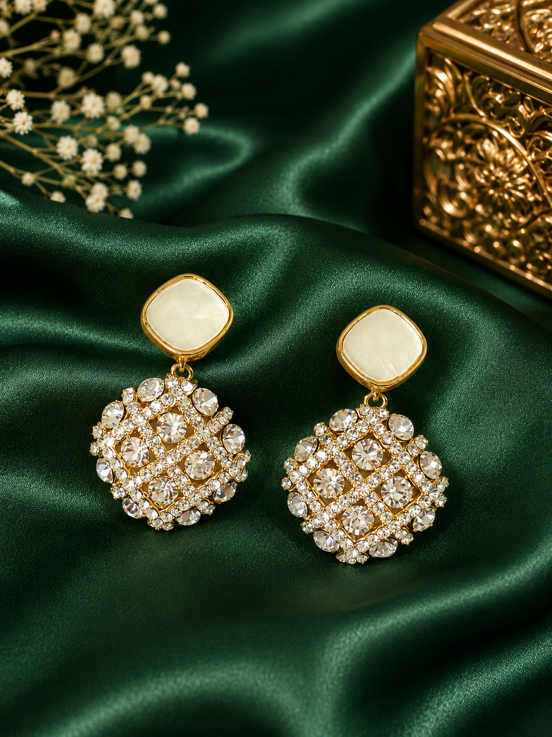 Royal Radiance Gold & Crystal Drop Earrings